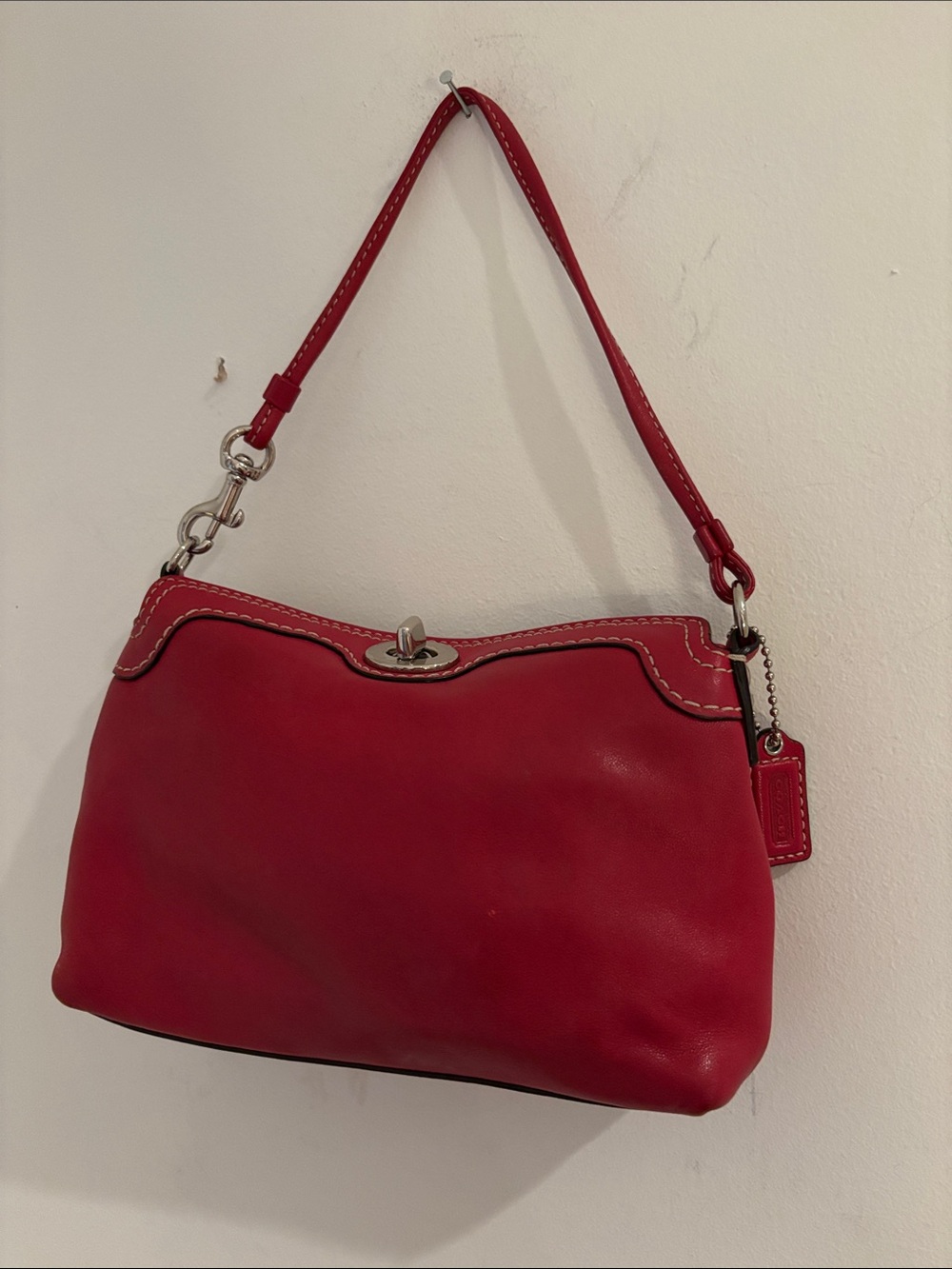 Coach Red mini vintage y2k Turnlock wristlet bag